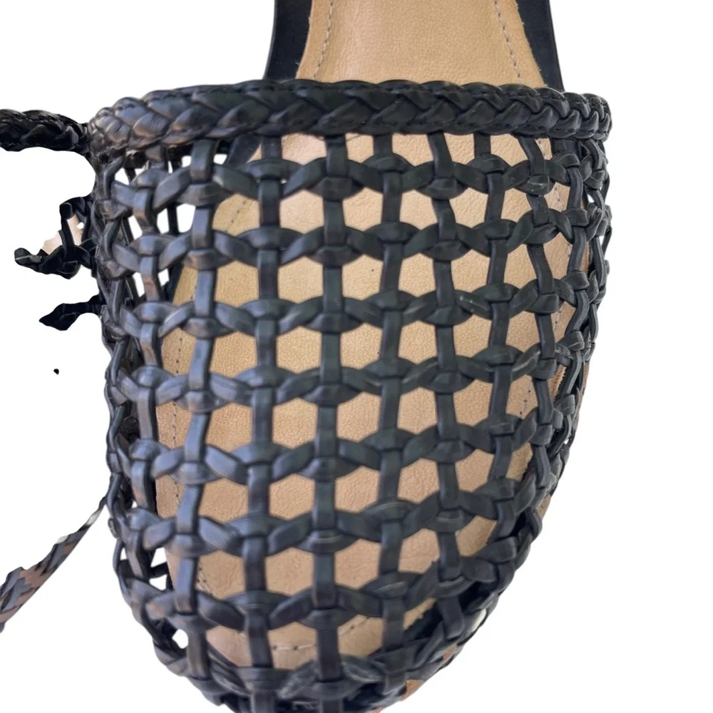 SCHUTZ Eymy Tresse Black and Bronze Wedge Platform Woven Detail Sz. 9.5